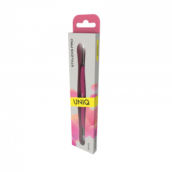 Nagelhautschieber Für Maniküre Mit Silikongriff "Gummy" UNIQ 11 TYPE 2 (Schräger Schieberr + Ring)
